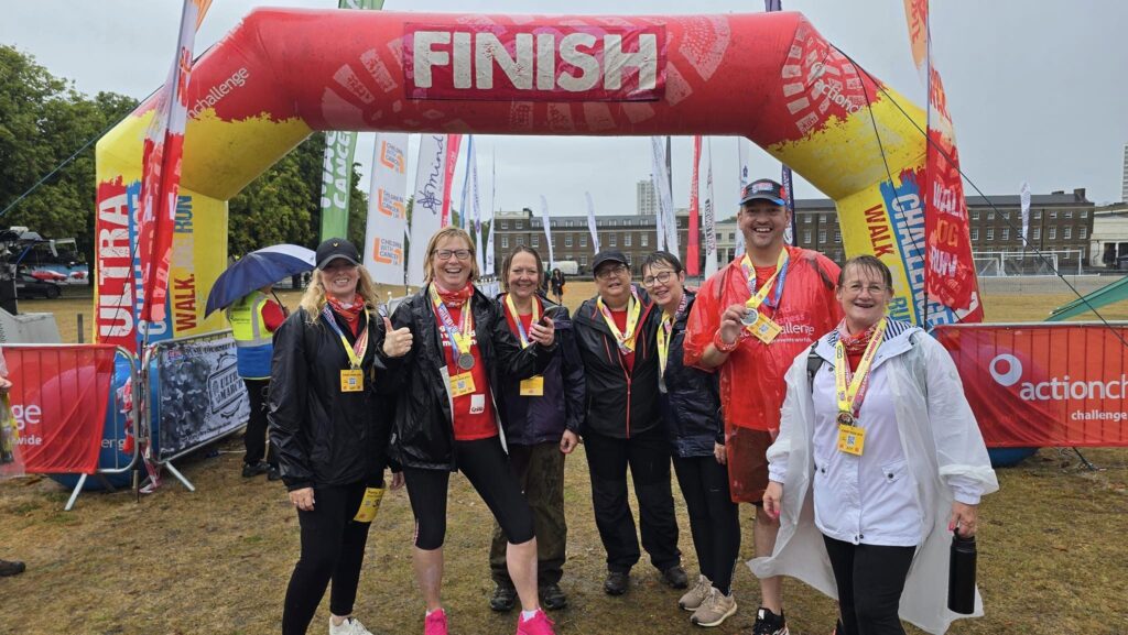 Team Hardmans at the finish line of the London Summer Walk 2024.